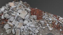 White bricks rubble ruin, land, archviz, 3d-scan, pattern, site, debris, pile, grunge, rubble, 3d-scanning, yard, heap, photoscan, photogrammetry, scan, construction, building-ruin, waste-bulding-debris