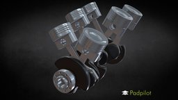 V6 Engine Animation pistons, crankshaft, engine, v6, 3dsmax, 3dsmaxpublisher, animation, noai