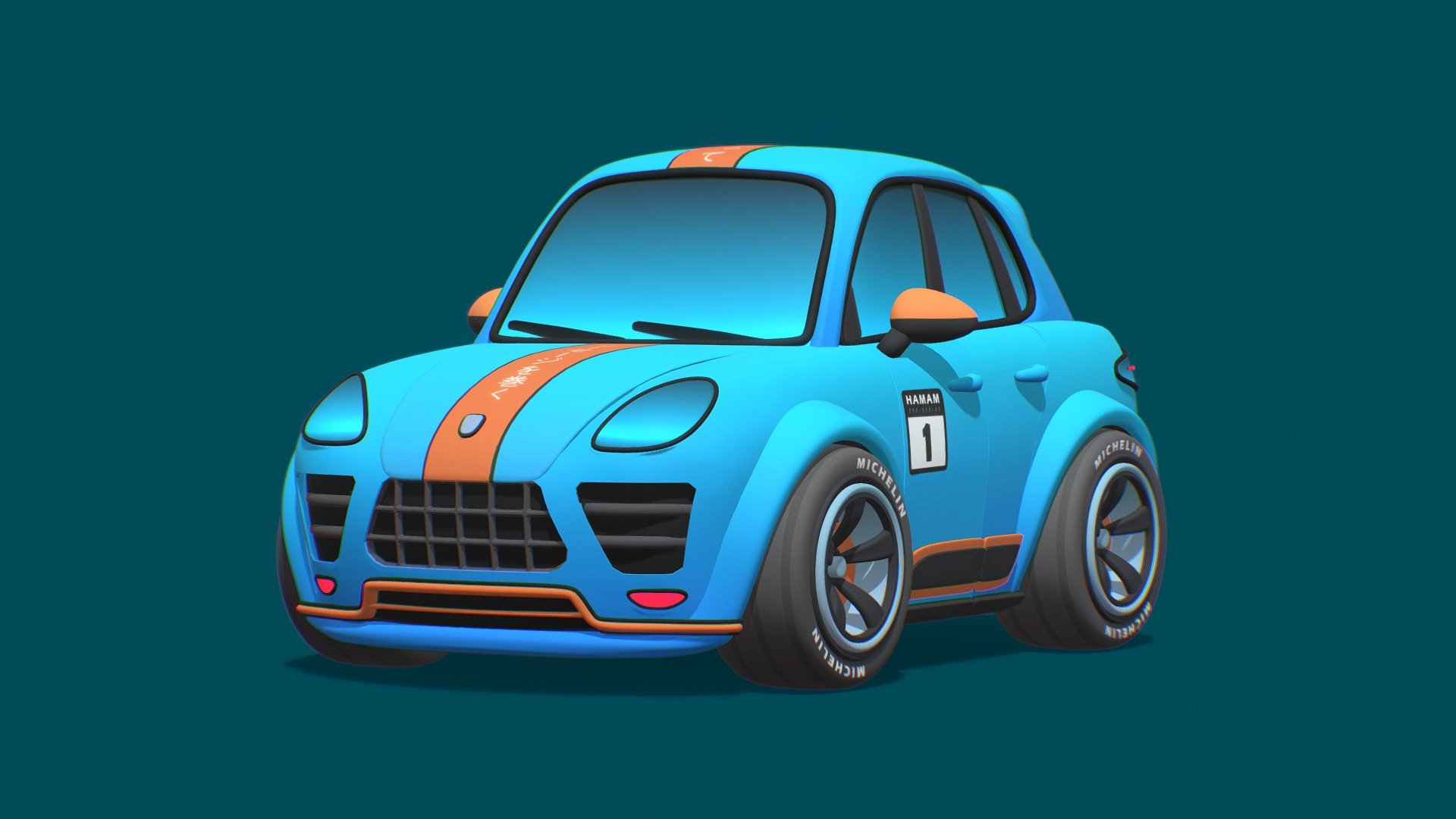 This car is a stylized version of the porsche macan.
I also made wallpaper for the computer desktop, you can download it at the artstation
https://www.artstation.com/artwork/d8YDKW

You can also subscribe to my instagram :) - https://www.instagram.com/animanyarty/