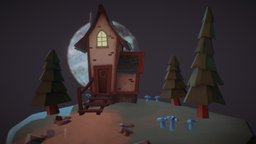 Witch's house diorama cottage, mushrooms, diorama, hauntedhouse, witch, house, fantasy, magic, diorama-cartoon