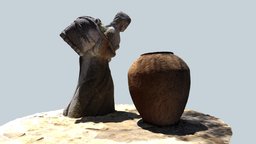 "Woman with Water Jar"  Water Fountain Sculpture fountain, statue, woman, california, streetart, basalt, southkorea, santarosa, waterfountain, fountain-sculpture, photoscan, photogrammetry, sculpture, russianriver