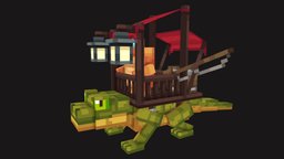 Frog Wagon frog, rider, bedrock, pixel-art, blockbench, low-poly, minecraft, animal