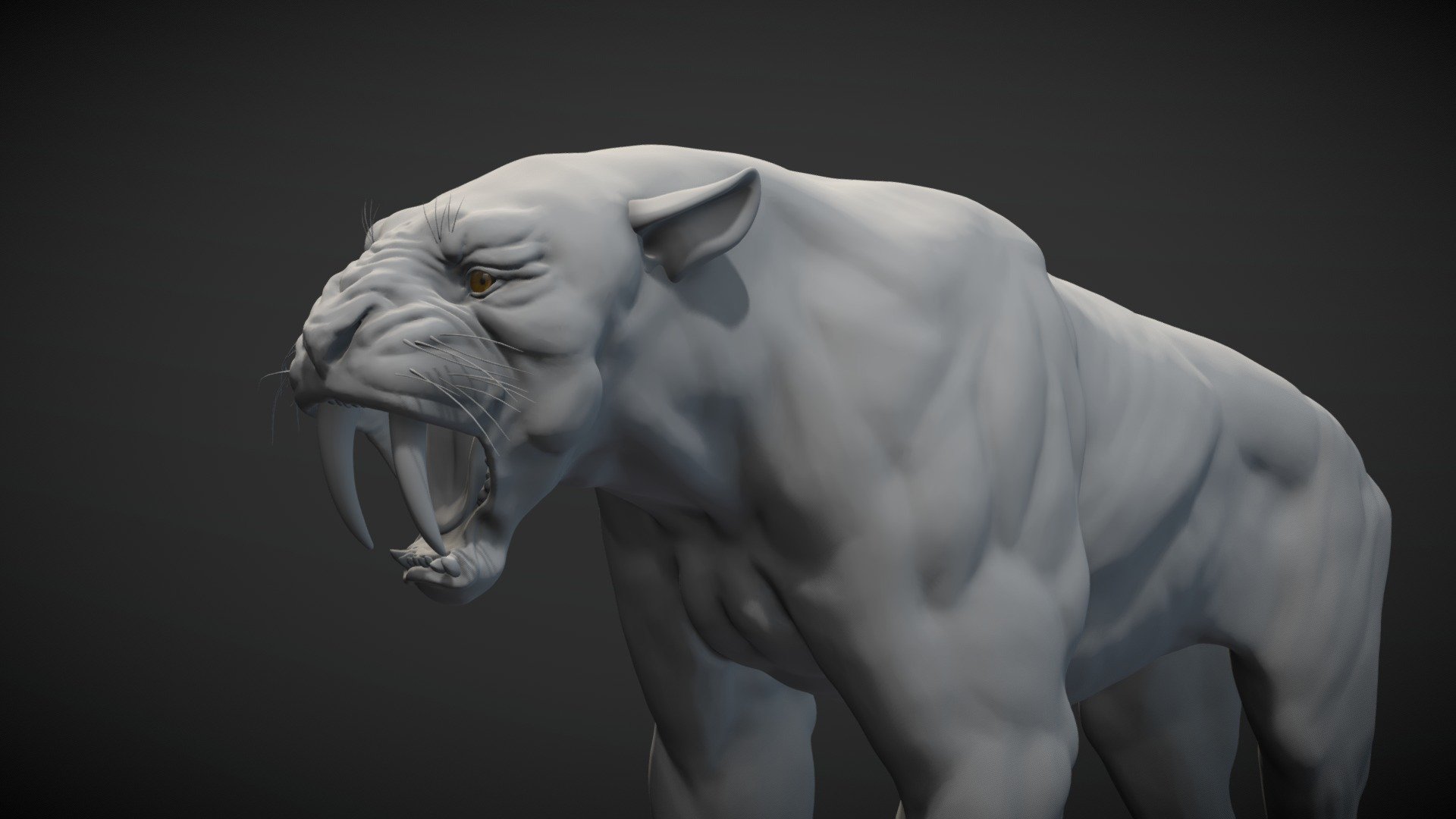 Saber-toothed big cat sculpted in ZBrush.
Hope you like it.