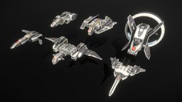 Fighter + Corvette Construction Kit fighter, bomber, starship, spacecraft, corvette, scout, game-ready, pbs, msgdi, asset, pbr, lowpoly, scifi, ship, space, spaceship, noai