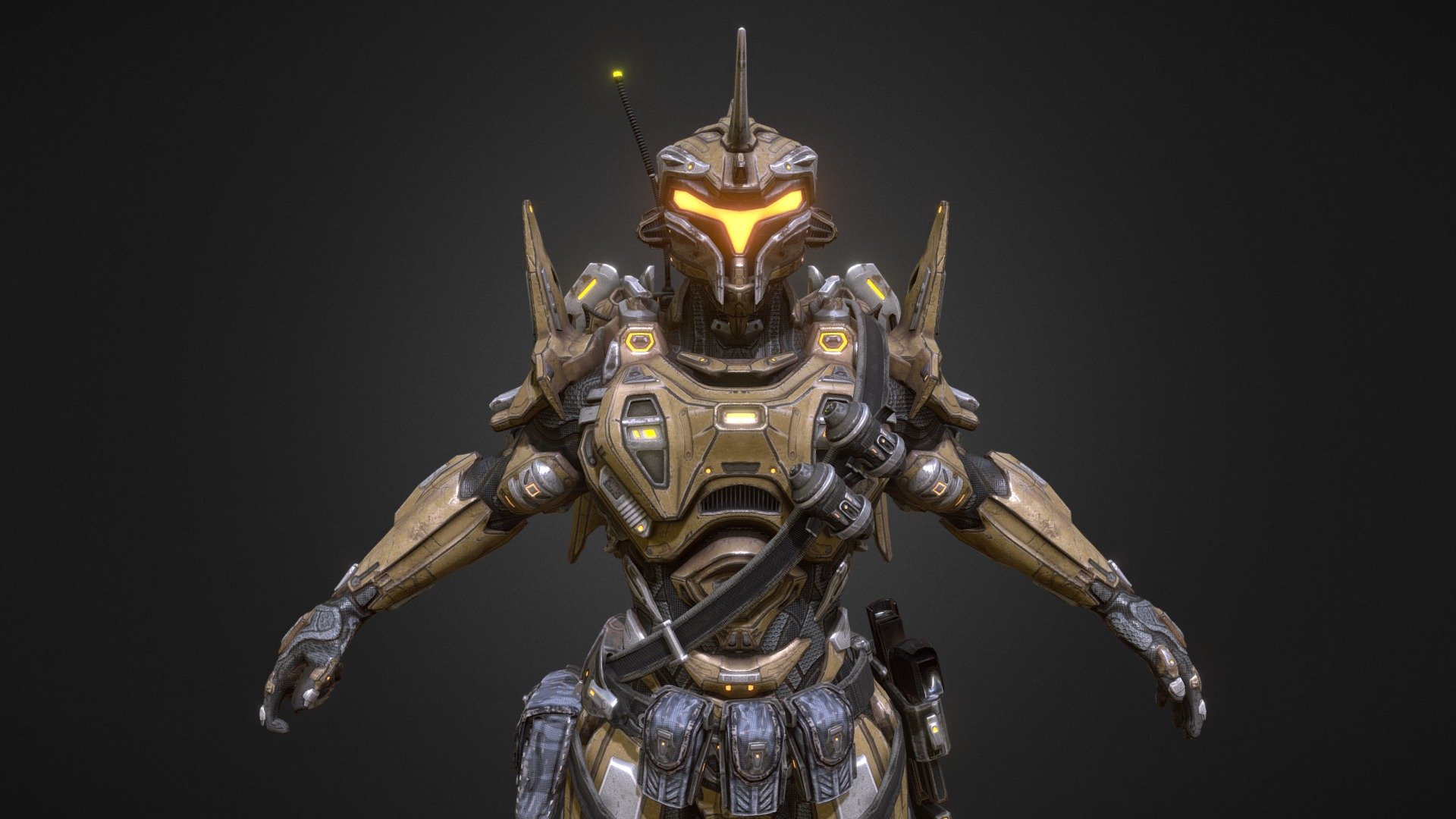 Artstation here : https://www.artstation.com/artwork/9eO4ZR
One month assignment. The goal was to make a next-gen character, ready to be implemented into a game. I really wanted to make a scifi character in his combat suit. I was inspired by Star Citizen, but Halo's designs are really the best ones for this. For the process, at first I made the lowpoly model in Maya, then I went to Zbrush to subdivide it and put all the details needed with my own alphas. I baked the highpoly model in susbtance painter, and then I tried to make several smart materials to texture the whole character. I also did 2 different camos, because I needed a character that could fit in my upcoming space station project. I also rigged my character with my own auto-rig, therefore I was able to put it in several poses. And finally, for the rendered pictures, I used marmoset.