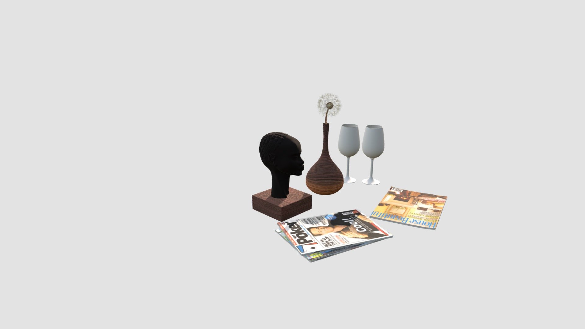 Highly detailed 3d models of living room props with all textures, shaders and materials. It is ready to use, just put it into your scene.
