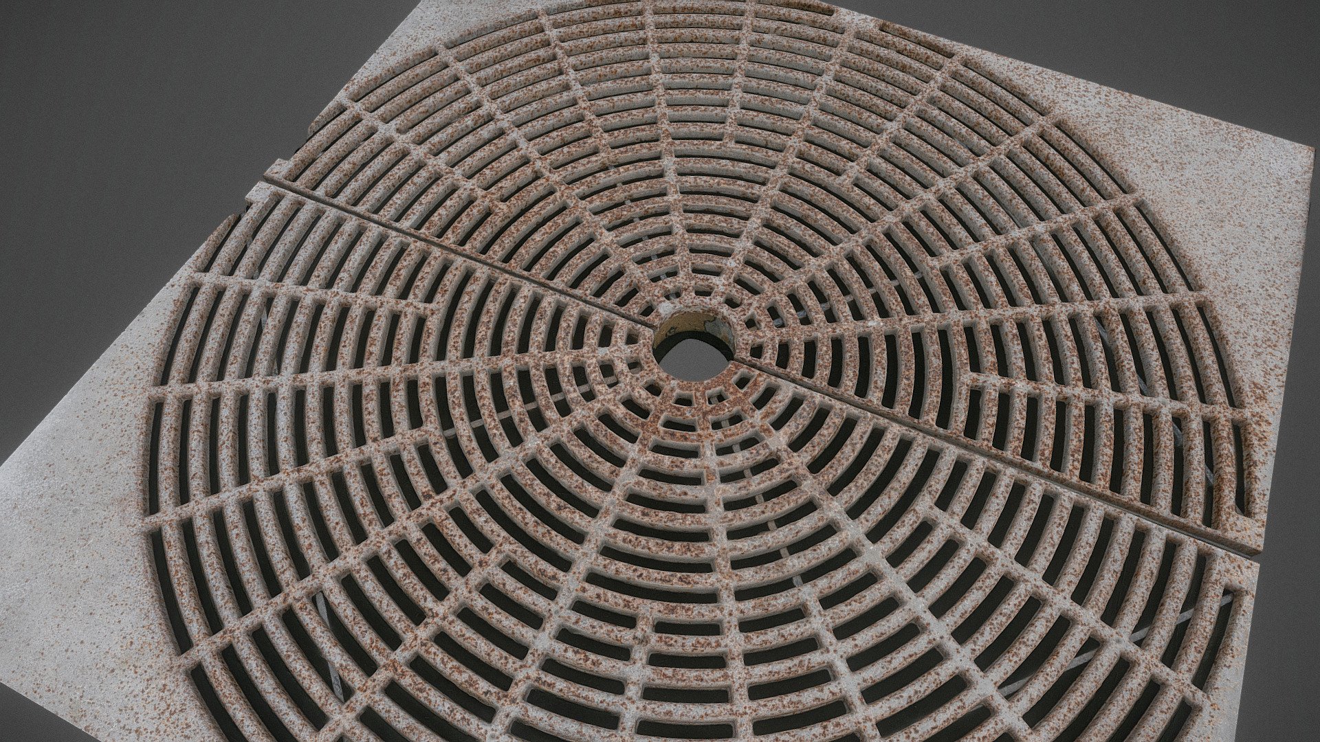 Pale rusty Metal tree grille, cast iron tree guard grate tree bed protection

raw DSLR photogrammetry scan