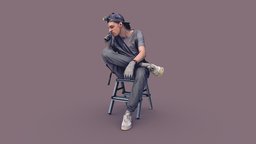 Worker in Gray Sits Smoking people, sitting, garage, ladder, photorealistic, service, worker, labor, professional, uniform, builder, photoreal, cigarettes, overall, headlamp, handyman, coveralls, man, construction