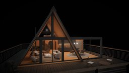 A-frame Hut | Cozy Cabin | Baked bathroom, sofa, forest, plank, tv, bedroom, furnished, loft, shed, cabin, bbq, furniture, hut, outdoor, kitchen, barbecue, a-frame, lakeside, house, wood, livingroom, screen