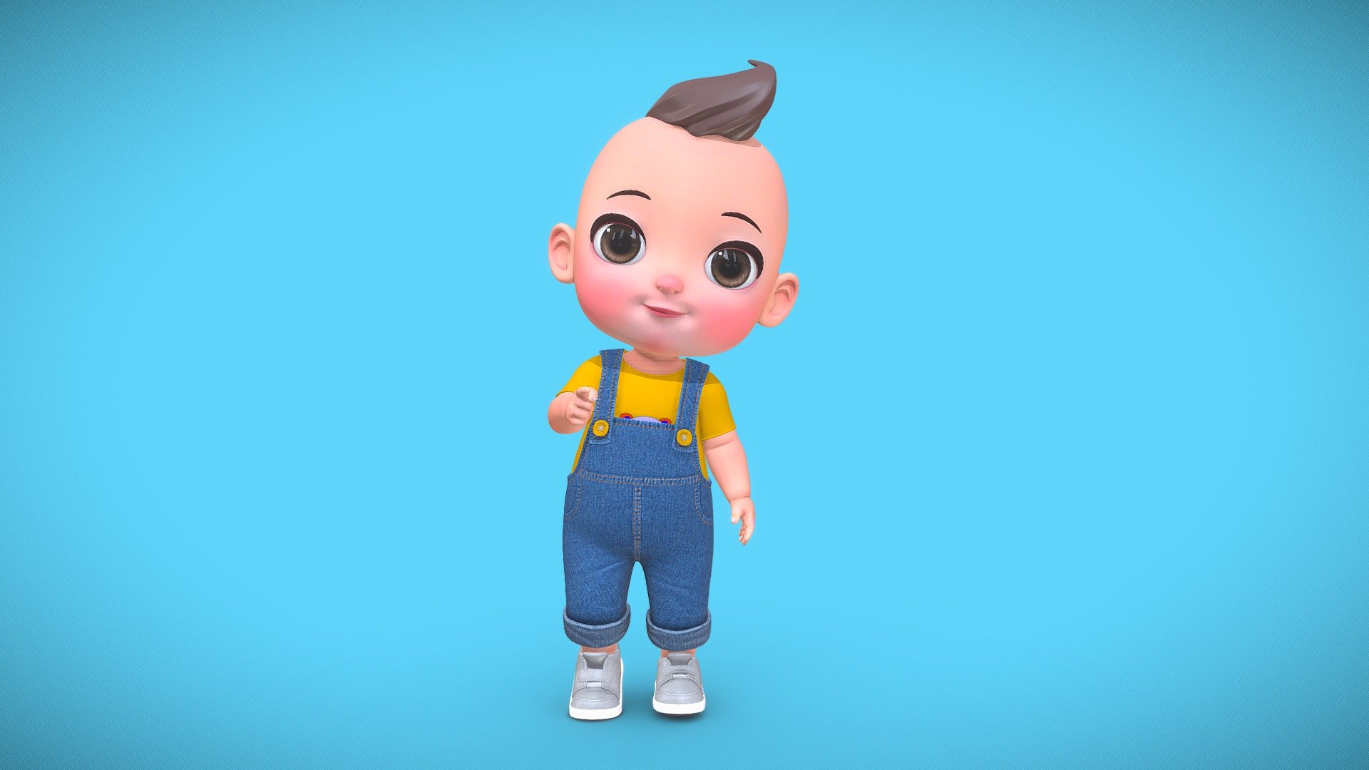 3d character modelling of baby boy. The character is ready to animate. You can use it directly for any type animation. It is created in 3ds max, Maya and substance painter. Baby character we designed to be suitable for games, cartoon, rhymes or any other project.

The model is packed with high resolution pbr textures, ready to be used in modern games or film projects. Additional custom sail poses or higher resolution textures available on demand, reach out to me for more information on that.