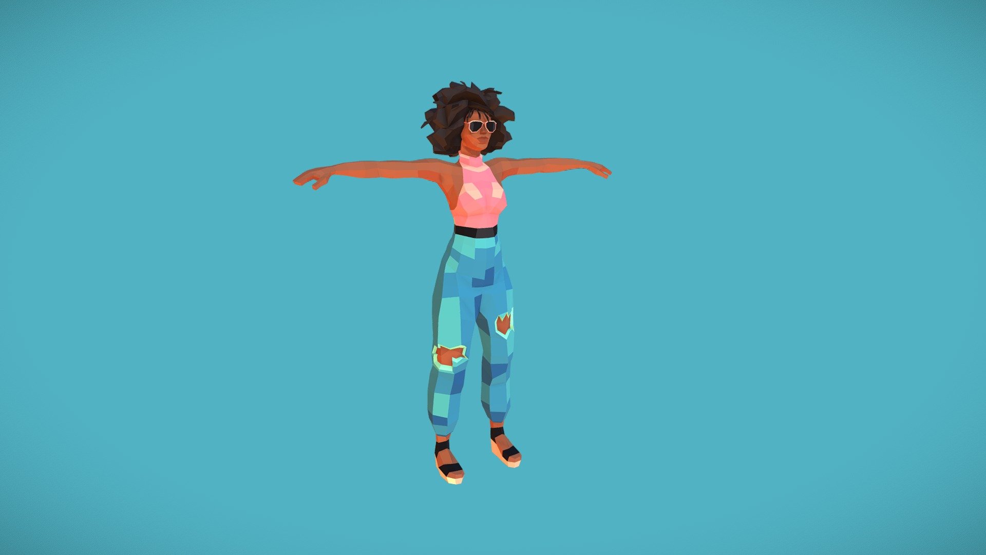 Low Poly style character of young adult black woman suitable for explainer animations, ArchViz, PC games, web or mobile apps. Created with 3ds Max 2022, and Rigged using Biped + Skin. 

Compatible with Unity Humanoid System ✅

Part of Young Adults Low Poly 3D Characters Pack