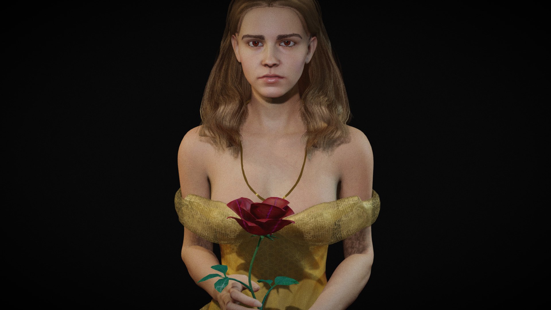* PLEASE DOWNLOAD THE RAR INSIDE THE ADDITIONAL FILES!!!
Belle princess female model. mixamo bone names for animations. sss subsurface scattering. two shape keys. body fully rigged.  basic face rig. model in blender file. Two morphs (two faces)