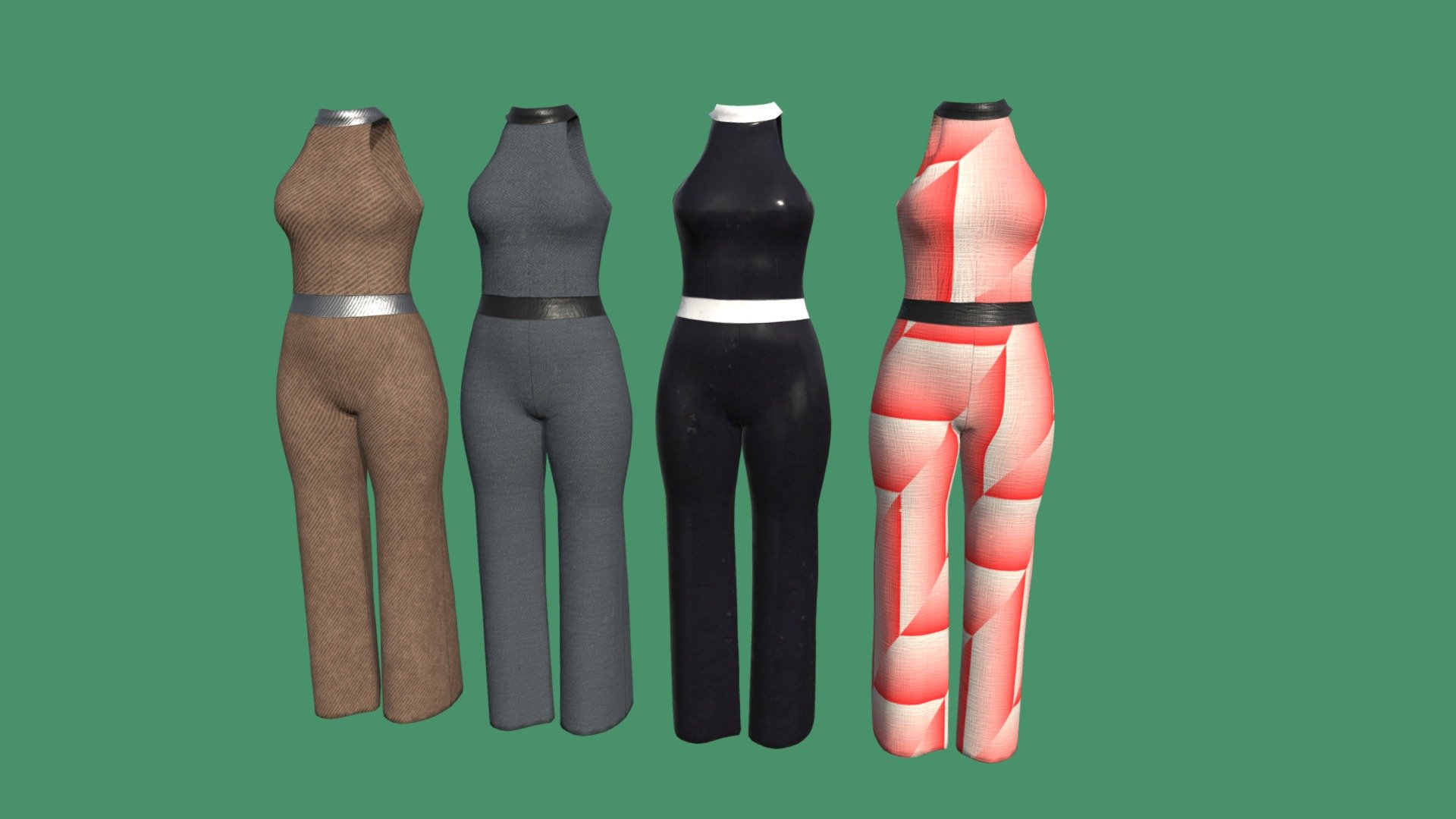 Clothes created in Blender. 
It includes a set of 4 texture designs in different resolutions, a 3D model without thickness and a 3D model with thickness.

This model is available in the following file formats:




.blend (Blender native format)

.fbx (Autodesk fbx)

.obj (Object file with mtl)

.abc (Alembic)

.dae (Collada)

.stl (Stereolithography)

.usd (Universal Scene Description)

.glb

There is a zip file with some renders in PNG format with alpha/transparency.
The model has a non-overlapping UV Map.
The polygons in the model are Tris.

Polygons (3D model without thickness)




Verts 4448

Faces 8786

Tris 8786

The model has PBR textures: Base Color, Metallic, Roughness, Ambient Occlusion, Specular, Normals OpenGl and DirectX Map.

The textures are in PNG format and they are available in these dimensions:




2048x2048

1024x1024

512x512

Dimensions of the 3D model: 0.354m x 0.231m x 1.29m