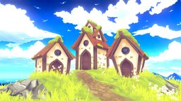 Low Poly Stylized - Medieval Fantasy house sky, rpg, grass, plants, games, medieval, beauty, ground, cabin, water, cotton, game-ready, funky, unrealengine, game-asset, lowpolyart, lowpoly-gameasset-gameready, lowpolymodel, fantasy-gameasset, fantasyart, fantasyhouse, medieval-house, fantasyenvironment, unrealengine4-unity5, smallhouse, lowpoly-blender, medieval-prop, gamereadyasset, medievalfantasyassets, substancepainter, low-poly, cartoon, game, photoshop, blender3d, gameart, gameasset, house, gameready, medieval-decor, fantasyislandchallenge, noai