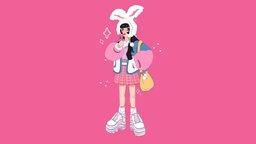 🐰✨Yue by Cheumi✨🐰 rabbit, bunny, toon, cute, kawaii, outfit, pastel, blender3dmodel, girl-model, girlcharacter, stylizedmodel, stylizedcharacter, blender3dart, kawaii-anime-girl, handpainted, girl, blender, blender3d, hand-painted, stylized, dtiys, artchallenge, dtiyschallenge, pastel-colors, cheumi
