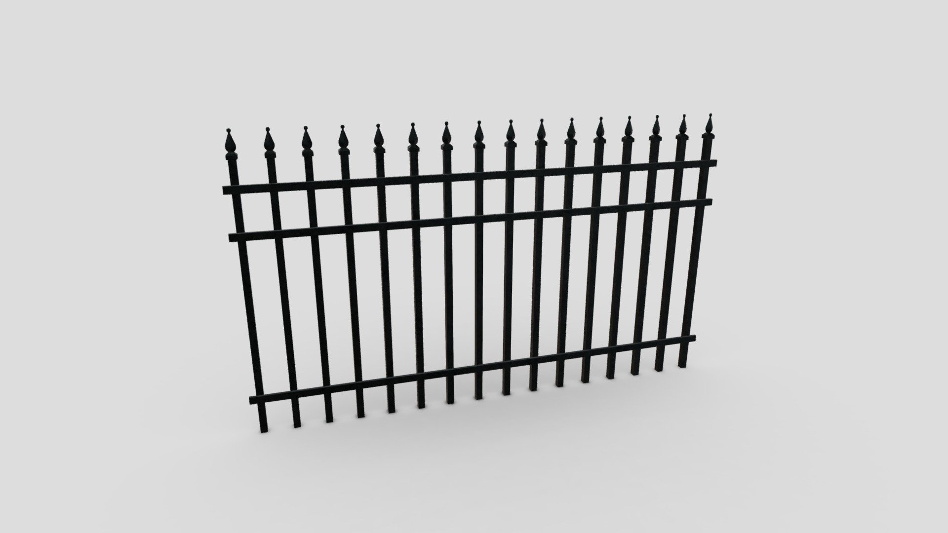 ‘Free to install any iron fence!’

● 4096 x 4096 PBR textures

● normal map is baked from the high poly model

Please do not hesitate to contact with me. I will be happy to help you.

Contact: plaggy.net@gmail.com

Formats: .fbx, .dae, .max, .obj, .mtl, .png, .glTF, .USDZ Polygon: 1074 Vertices: 1112 Textures: Yes, PBR (ao, albedo, metal, normal, ORM, rough) Materials: Yes UV Mapped: Yes Unwrapped UVs: Yes (non overlapping)
