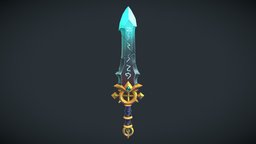 Hand-painted magic Sword carton, elf, crystal, 3dcoat, mystic, props, runes, blender-3d, sword-weapon, 3dcoatexture, cartoonmodel, handpainted-texture, handpainted, weapons, blender, blender3d, gameart, sword, stylized, magic, handpainted-lowpoly