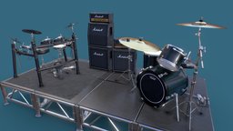 Just a Couple of Drum kits music, scene, instruments, uv, assets, set, composition, textures, unreal, stage, maiden, realism, alesis, substance, unity, lighting, game, 3d, blender, design, dressign, e-drums