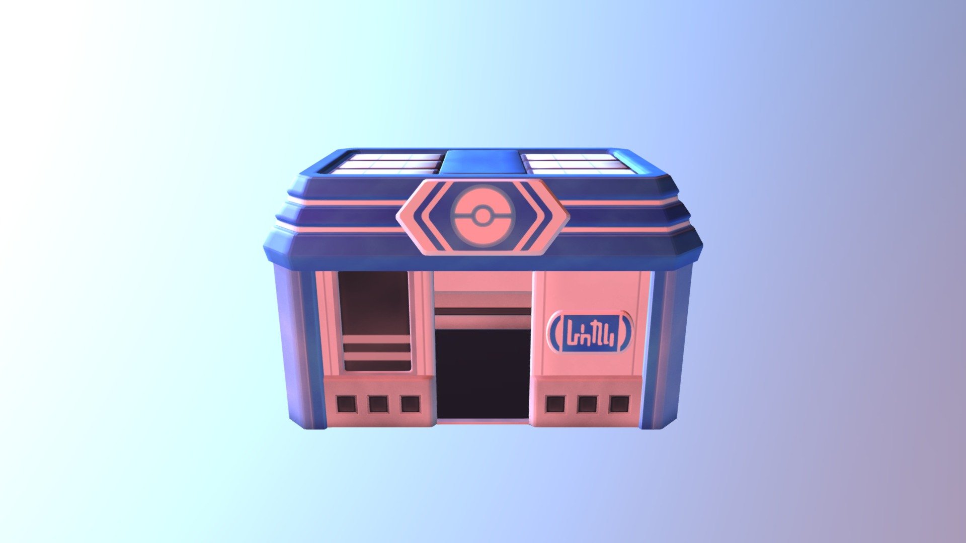 The overworld Pokemart model from the Pokemon Let's Go! game series on Nintendo Switch