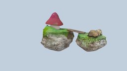 Mushroom House Diorama mushroom, island, diorama, mushroomhouse, substancepainter, substance, fantasy