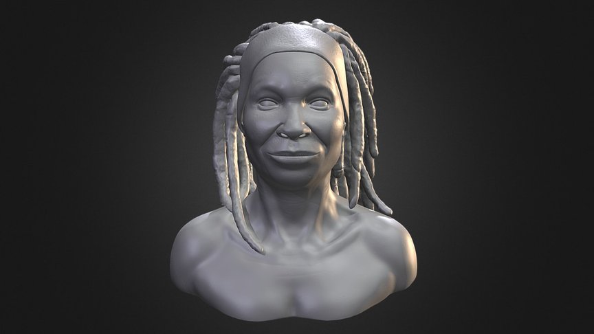 Whoopi portrait, actress, goldberg, whoopi, whoopigoldberg, bust, zbrush, black