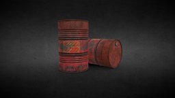 Oil Drum oil, people, flamable, fire, caution, oildrum, substancepainter, maya, 3d, blender
