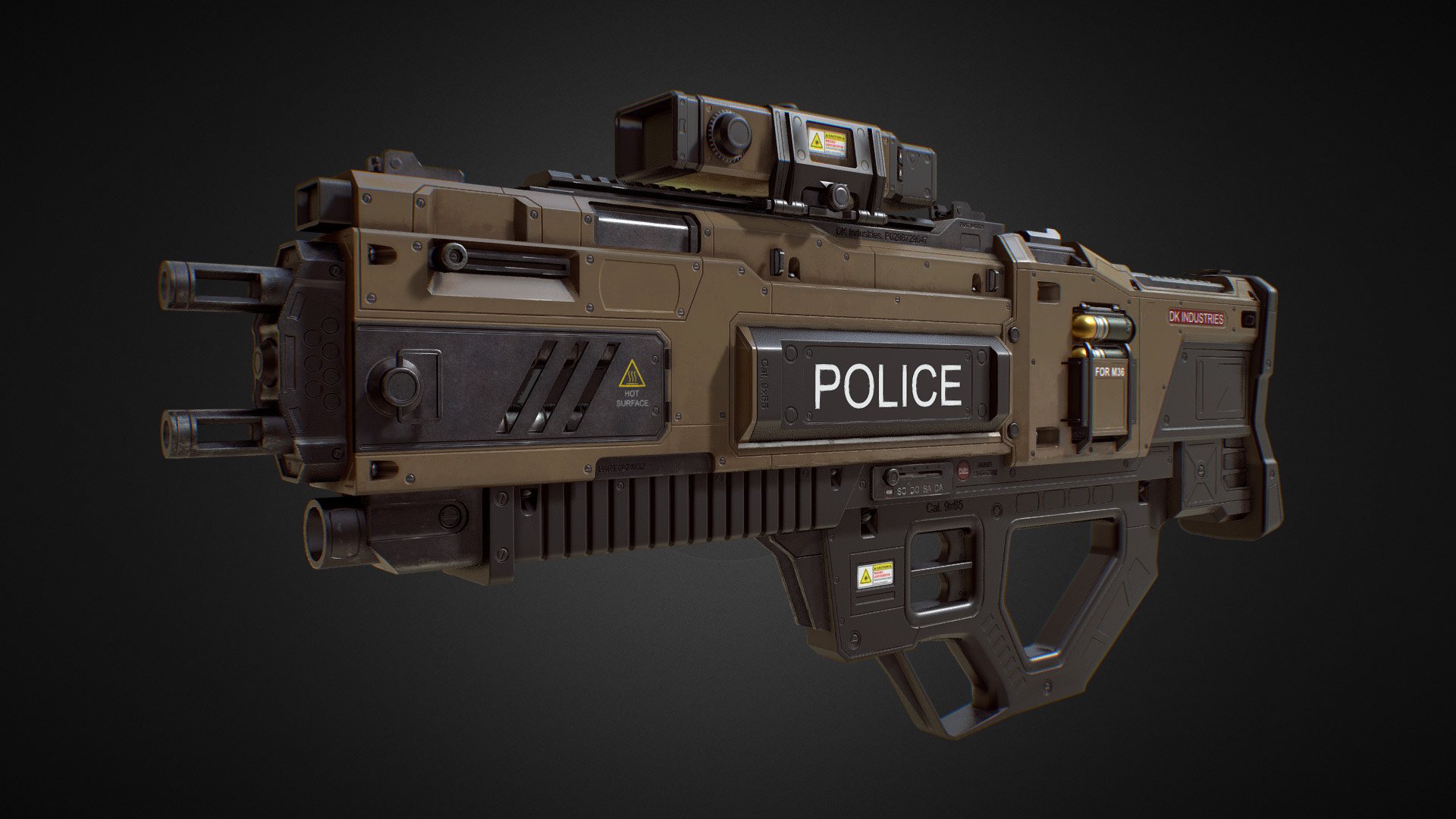 PBR Modular Assault Rifle from Sci-Fi weapon pack on unity assetstore (PBR SciFi Weapons v1)  with movable parts and hires textures