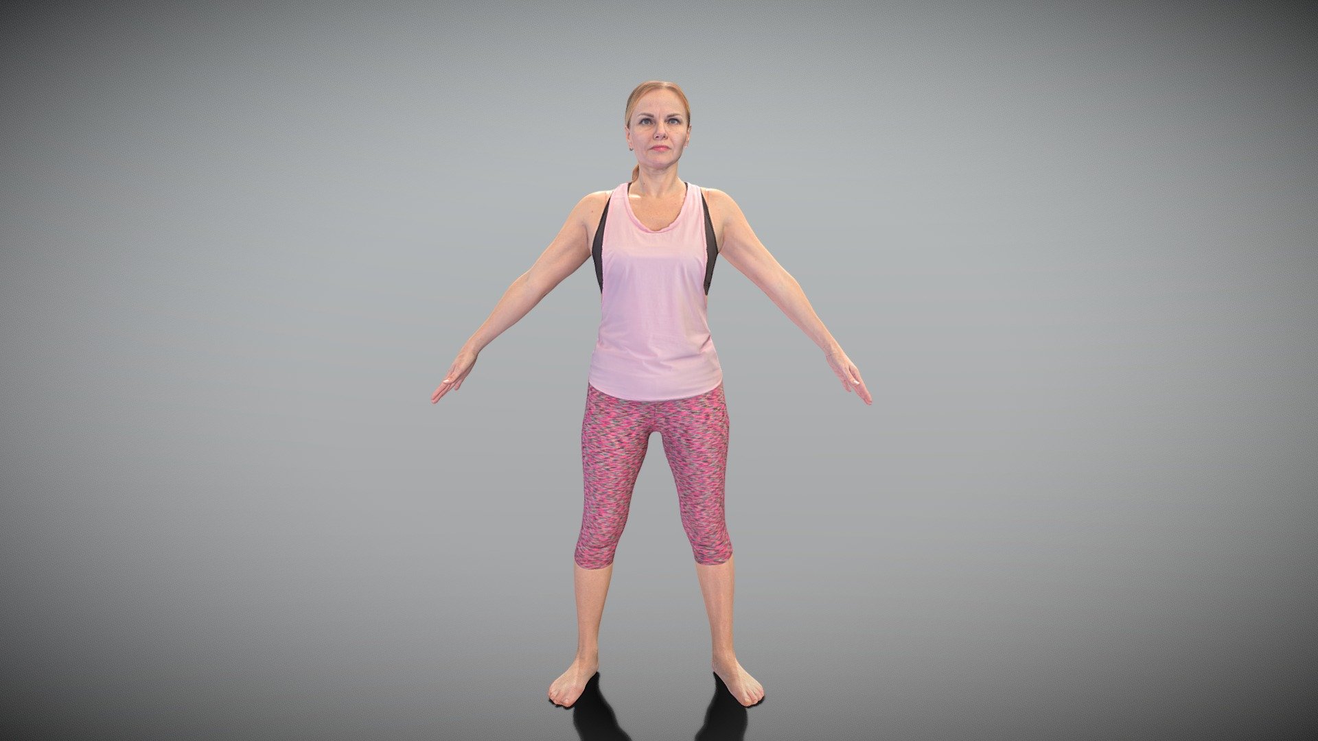 This is a true human size detailed model of a beautiful young woman of Caucasian appearance dressed in sportswear. The model is captured in the A-pose with mesh ready for rigging and animation in all most usable 3d software.

Technical specifications:




digital double scan model

low-poly model

high-poly model (.ztl tool with 5-6 subdivisions) clean and retopologized automatically via ZRemesher

fully quad topology

sufficiently clean

edge Loops based

ready for subdivision

8K texture color map

non-overlapping UV map

ready for animation

PBR textures 8K resolution: Normal, Displacement, Albedo maps

Download package includes a Cinema 4D project file with Redshift shader, OBJ, FBX, STL files, which are applicable for 3ds Max, Maya, Unreal Engine, Unity, Blender, etc. All the textures you will find in the “Tex” folder, included into the main archive.

3D EVERYTHING

Stand with Ukraine!