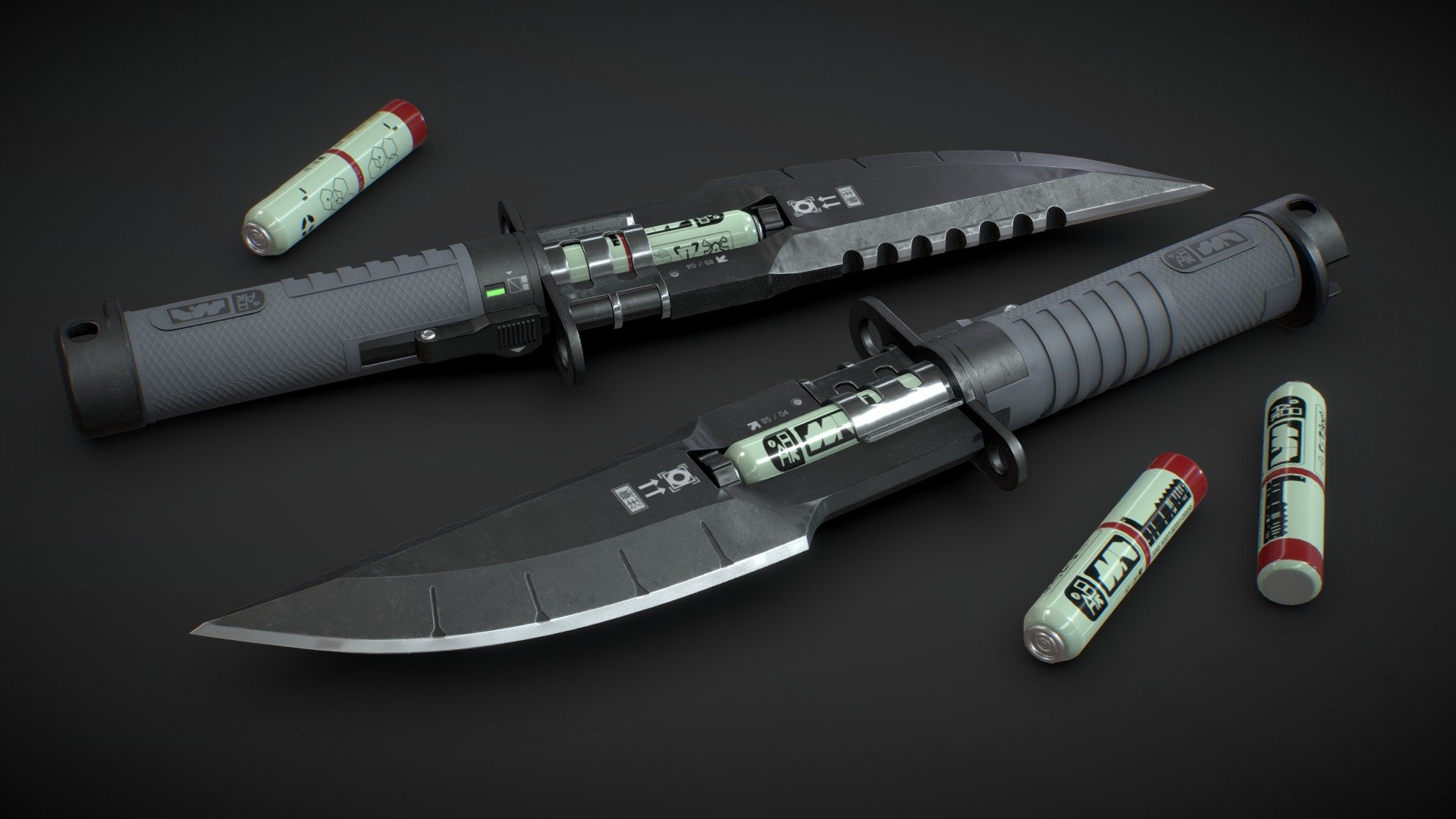 This is a fan made recreation of a Combat Knife from Cyberpunk 2077 ready for use with the latest high-end rendering Engines such as Unreal 4 or 3D print using the High Poly STL files included.





Low Poly model with High Quality Textures compatible with PBR rendering Engines.




Additional file containing a high detailed High Poly model separated into parts so it can be easily 3D printed with different materials and finishes to assemble the model. Also includes the arts to use as decals for you 3D printed prop.


