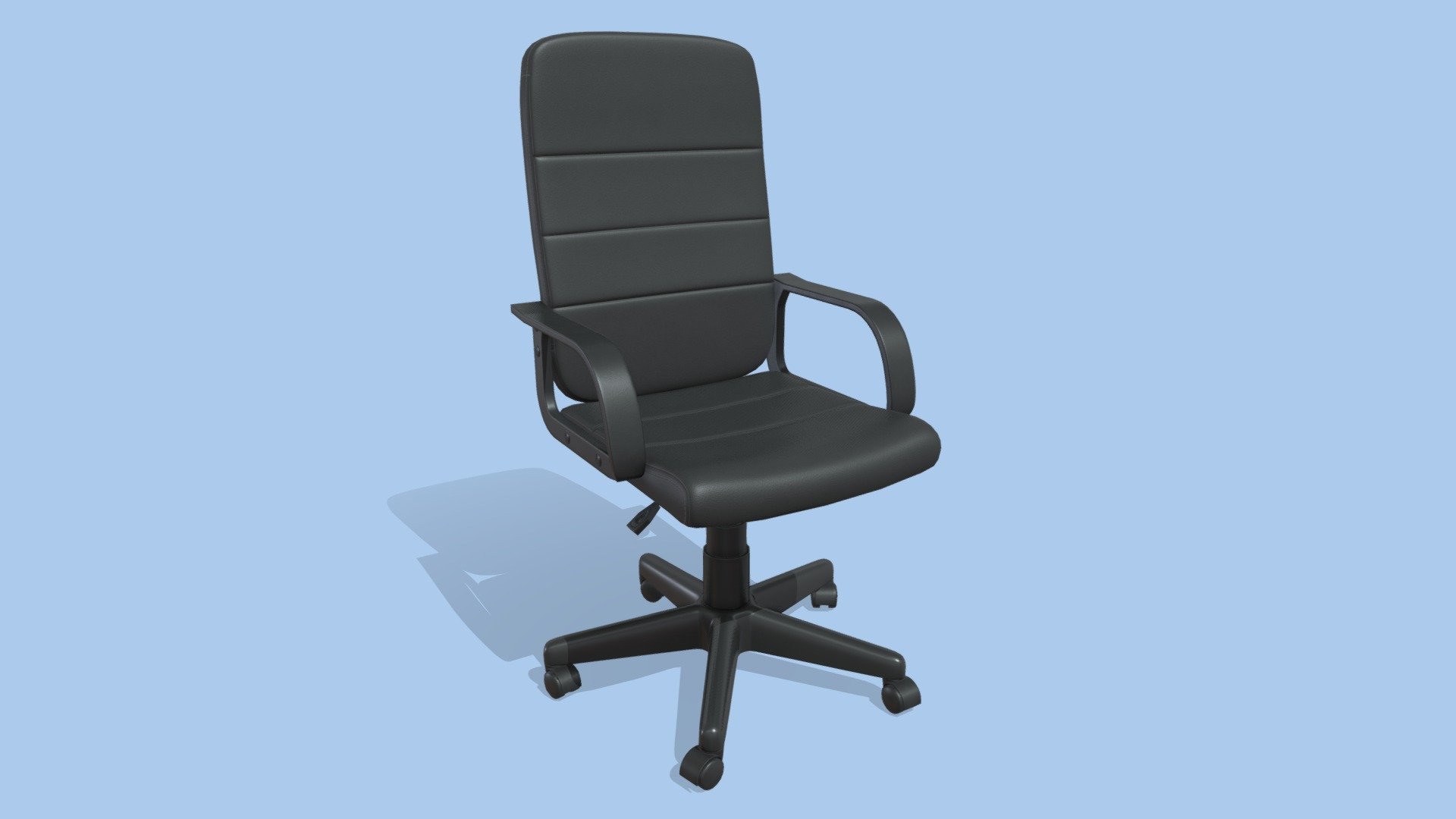 Game ready low-poly Office Chair model with PBR textures for game engines/renderers.

This product is intended for game/real time/background use. This model is not intended for subdivision. Geometry is triangulated. Model unwrapped manually. All materials and objects named appropriately. Scaled to approximate real world size. Tested in Marmoset Toolbag 3. Tested in Unreal Engine 4. Tested in Unity. No special plugins needed. .obj and .fbx versions exported from Blender 2.83.

4096x4096 textures in png format included:
- General PBR Metallic/Roughness  textures: BaseColor, Metallic, Roughness, Normal(DirectX), Normal(OpenGL), AO;
- Unity Textures: Albedo, MetallicSmoothness, Normal, AO;
- Unreal Engine 4 textures: BaseColor, OcclusionRoughnessMetallic, Normal;
- PBR Specular/Glossiness textures: Diffuse, Specular, Glossiness, Normal(DirectX), Normal(OpenGL), AO.

Also included old variant of textures
