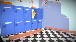 Isometric Room Design: Locker Room room, isometric, blender
