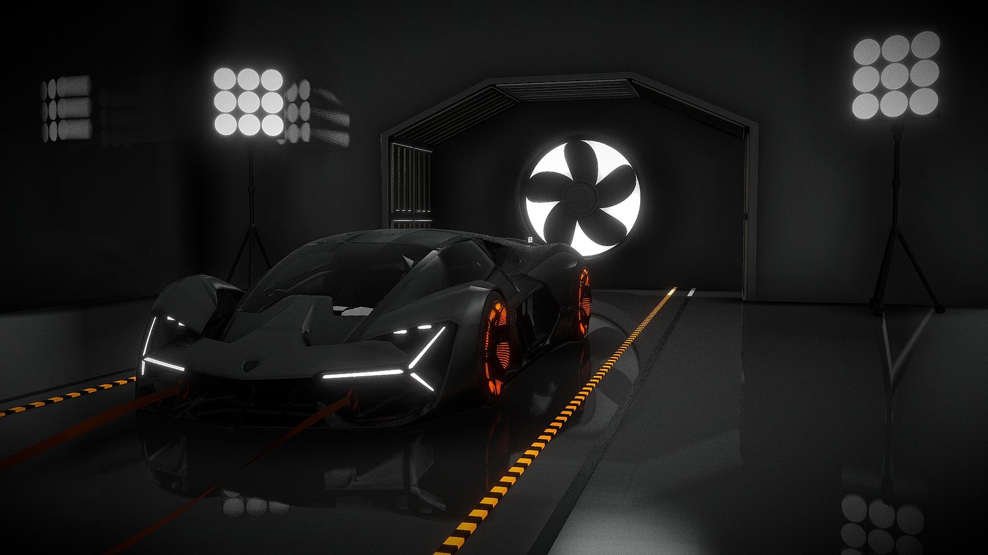 Lamborghini Terzo Millennio (Wind tunnel) + Animation+Sound

The Lamborghini Terzo Millennio is a concept car under development, invented by Lamborghini, it adopts a carbon fiber body, which is able to store electricity (to replace the batteries and reduce the weight).

The model was modeled with a wind tunnel, (which is used to study aerodynamics) the whole was inspired by a photo taken by Lamborghini, in the studio.

Everything was done on Blender 2.9, download and free and royalty free;)

NB: the rendering displayed on your screen (on sketchfab) may be different from that of Blender, I spent more time on that of Sketchfab.