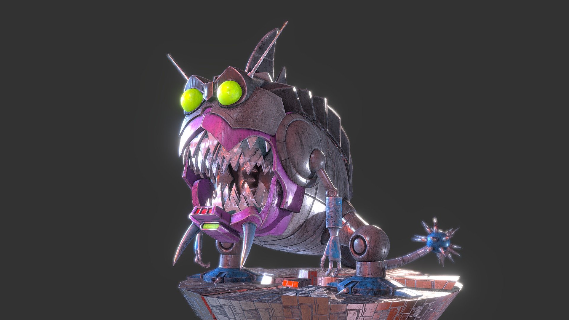 Downloadable Uses Editorial License





Hardsurface Character study and exercise in Modeling &amp; Texturing (including Substance Painter).




Separate Meshes (Body, Face, Arms, Legs, etc.) with Pivot Points for Rigging &amp; Animation.




3 x PBR Materials (Albedo, Metal, Rough, Normal, Emissive) w/ 2048x2048 textures.


