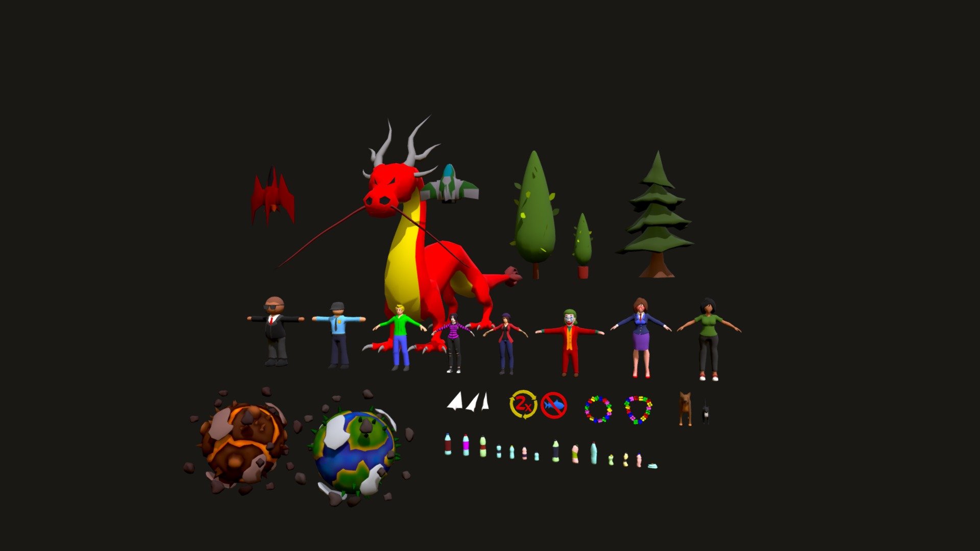 Some Assets that were used for some Hyper Casual Games that I was a part of while working at Poly Fruit Studios