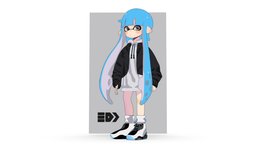 Splatoon Girl cute, flat, nintendo, flatshaded, outline, toonshader, splatoon, handpainted, girl, cartoon, game, blender, stylized, gamecharacter