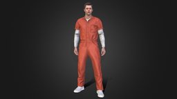 Man Prisoner - Rigged body, hair, suit, tshirt, shirt, jacket, clothes, pants, shoes, worker, working, head, uniform, sweater, outfit, sneakers, prisoner, overall, overalls, jumpsuit, character, 3d, model, man, female, male, modular, clothing, coverall, prisoning