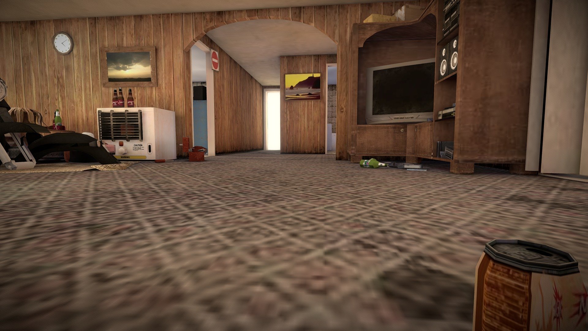 House Interior
This is a set I helped create for a mobile game title. I handled the optimization for, and implementation into Unity 3D. The model is entirely self lit using a single light map on it's secondary UV channel. 

Tasks preformed include geometry reduction/optimization, lighting mapping, and custom shader work for Unity 3D. Original model and diffuse maps were created by John Dyer and Skyler Greencorn.

Enjoy!



Model




Polygons: 88,606

Vertices: 54,208

Texture Maps




Diffuse x66 (multiple resolutions) on UV0

Lightmap x1 (2048x2048) on UV1

Tools Used




Autodesk Maya

Autodesk Bonus Tools

Cinema 4D

Photoshop
