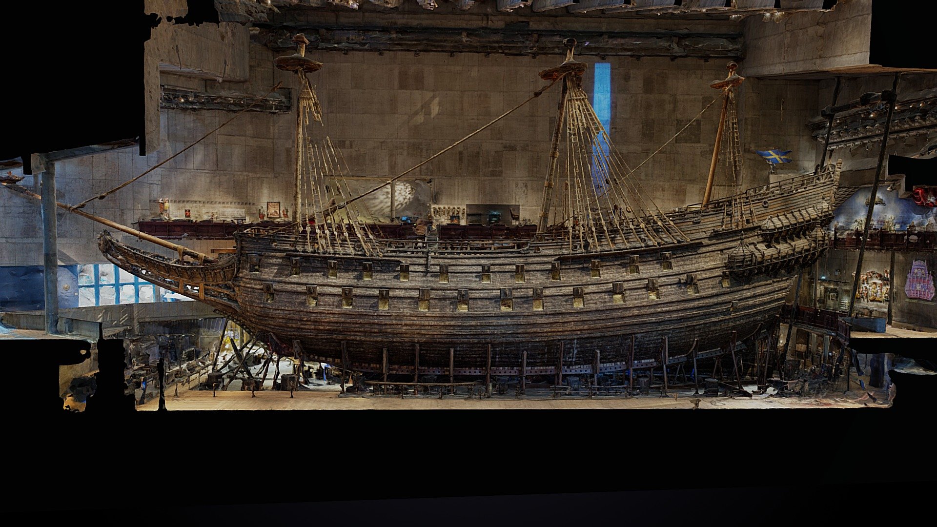 Vasa was a Swedish warship that capsized and sank off Beckholmen in Stockholm's inlet on its maiden voyage, August 10, 1628. After some early unsuccessful attempts to rescue her in the 17th century, Vaasa was largely forgotten. 

The ship's approximate position remained known until the middle of the 19th century, but no serious attempts were made to salvage it. In 1956, the amateur researcher and engineer Anders Franzén, together with the diver Per Edvin Fälting, succeeded in re-establishing Vaasa's exact position and after several years of marine archeological excavations and preparations, Vasa was lifted above the water surface on April 24, 1961. 
Since 1990 the ship is included in a permanent exhibition in Stockholm. Until 1988, the wreck was stored in Wasavarvet, a temporary building that, in addition to being a combined conservation room, was allowed to function as a temporary museum.  This is work in progress.  Produced by Virtualsweden AB.  I am currently looking for sponsors to this project.