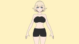 Anime Base Model - Natsuki 3D base, toon, style, mesh, flat, rig, , modeling, girl, asset, 3d, blender, texture, female, anime, rigged, shader