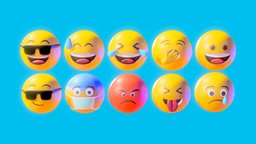 10 Emoticon Yellow Ball Pack Part 1 face, humanoid, little, happy, small, center, cooler, yellow, smile, facial, emoticon, expression, eyewear, eyeglasses, emoji, awkward, sunglass, message, cartoon, cool, animation, animated, funny, rigged