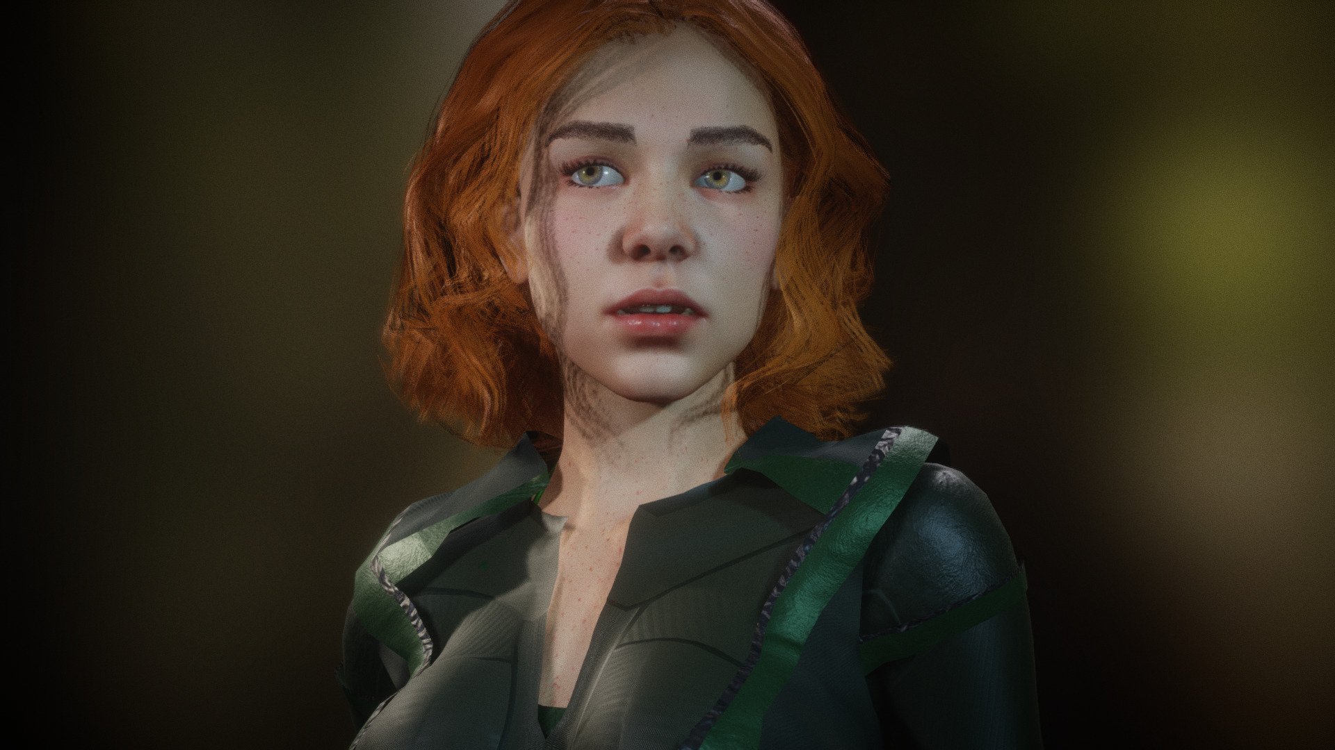 Medieval female fantasy warrior redhead girl. Model in Blender file. Rigged body and basic face rig. SSS subsurface scattering. mixamo bone names for animation. includes skin shader and 1 extra shapekey.