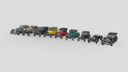 Low Poly Cars Collection 003 - 30s Cars roadster, abandoned, transportation, ford, cars, suv, beetle, chevrolet, vintage, chevy, classic, old, mercedes, model-t, mercedes-benz, lancia, sport-car, cabriolet, 1930, 30s, model-a, horch, ford-model-t, vehicle, car, lancia-augusta, trossi, 30s-cars, classic-roadster