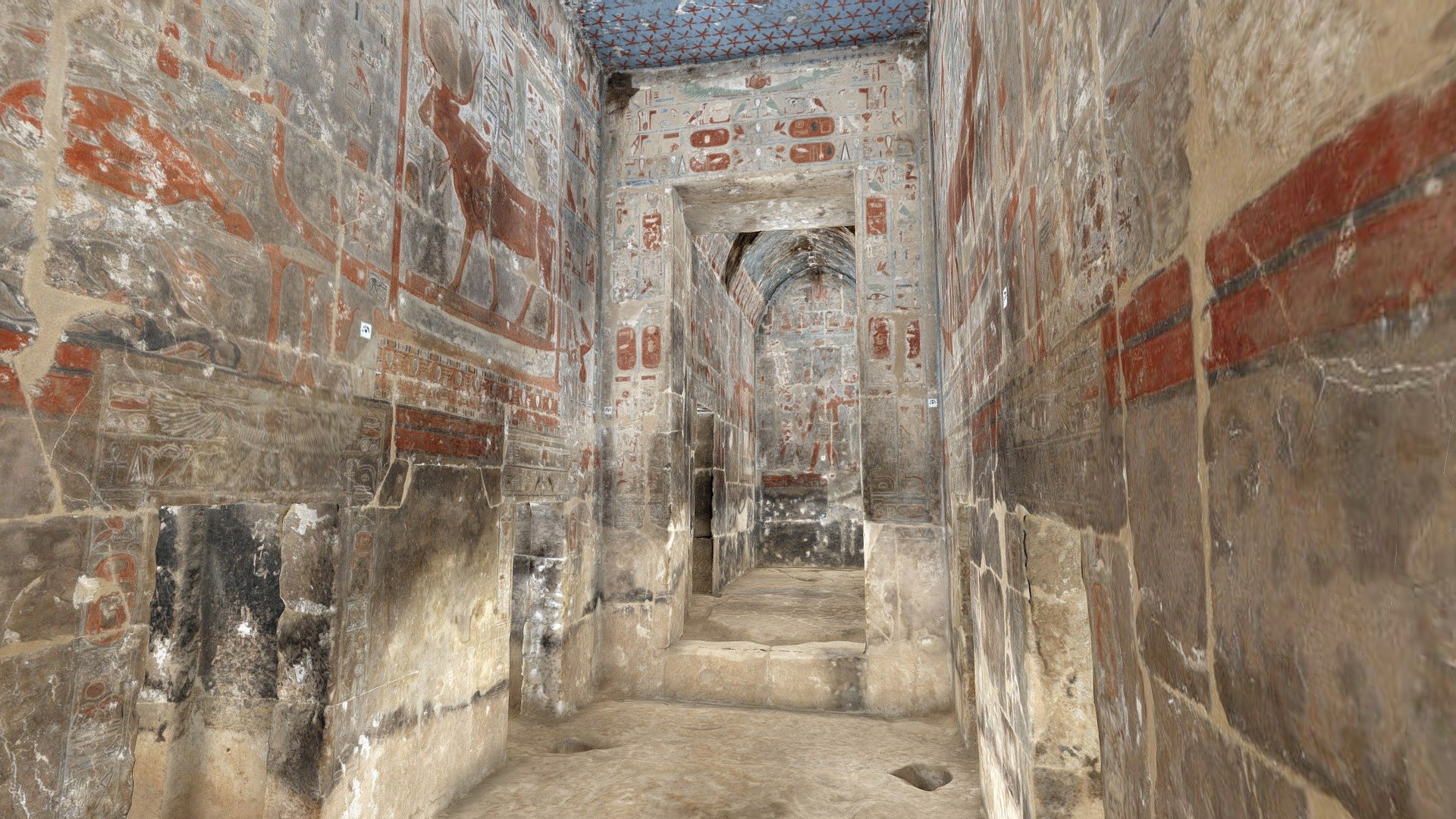 Bark Hall and Statue room of the Hathor shrine at middle terrace of the temple of Hatshepsut, Deir el-Bahari, Egypt.

Photoscanning of the whole temple Hatshepsut at Deir el-Bahari was a part of scientific grant “Dialog” under directory of Jadwiga Iwaszczuk PhD, founded by National Science Centre of Poland for collaboration of IKŚiO PAN (Institute of Mediterranean and Oriental Cultures, Polish Academy of Science), PCMA UW (Polish Centre of Mediterranean Archeology, University of Warsaw)  and Ministry of Antiquities of Arab Republic of Egypt.