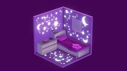 Isometric Room - Kids room moon, bedroom, spacedraw, level, furniture, stars, leveldesign, isometric, game-ready, moonlight, gameenvironment, game-asset, environmentart, props-assets, environment-assets, isometric-room, isometricroomchallenge, game, gameart, gameasset, environment, scenemodeling, isometric2020challenge