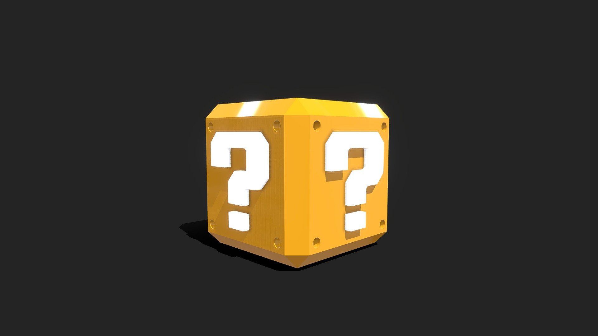 This is a 3D Model of a Super Mario Bros Lucky Block
contains FBX file and Blend file
Software used:
Blender 3.4
Adobe Photoshop
Free download ;)

The model can be used in any type of project. Reselling the model, modified meshes or texture in any form is not allowed.
Contact me for any request/question: vmek3d@gmail.com
