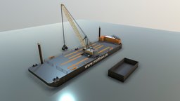 Arbeitsponton NP466 (WIP-8) bagger, excavator, visualization, blender-3d, demolition, construction-site, building-site, baustelle, arbeitsponton, arbeitsponton-np-466, seilkran, cable-crane, waterways-engineering, ocean-platform, construction-vehicles, baufahrzeuge, low-poly, test, animation, animated, rigged, boat