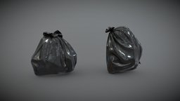 Plastic Garbage Bags - Low Poly dump, grey, trash, bag, garbage, waste, pbr, lowpoly, gameasset, street, blue, plastic, black, gameready