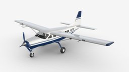 Cessna Caravan airplane, transport, caravan, flight, aviation, airport, travel, propeller, aircraft, cessna, passenger, runway, turboprop, 3d, pbr, air, plane
