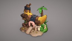 Banana House. Battle HQ Museum room, rabbit, style, 3dart, 3dcoat, island, banana, yellow, donkeykong, substance-designer, blender3dmodel, donkeykong3d, mariorabbids, substancepainter, cartoon, game, photoshop, blender, art, blender3d, gameart, house, fantasy, concept, mario