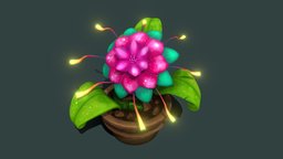 Stylized Flower in a Vase flower, vase, flowerpot, stylized-handpainted, stylized-environment, stylized-texture, stone, stylized, stylized-vase